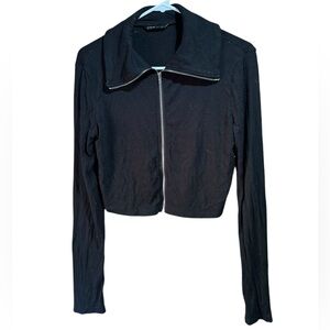 SHEIN Black Crop Zip-Up